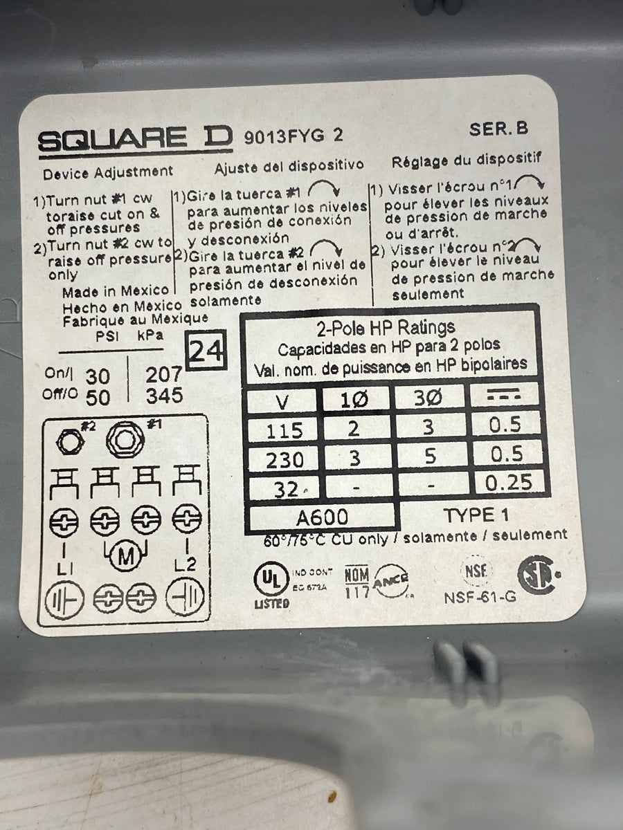 Square D 9013FYG-2 Pressure Switch (No Box) – Gulf Asset Recovery