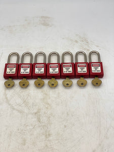 Master Lock 410KAS6RED Lockout Padlock w/ Key *Lot of (7)* (No Box)