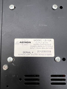 Astron LS-10A Linear Tabletop Power Supply, In: 115VAC Out: 28VDC 10A (Used)