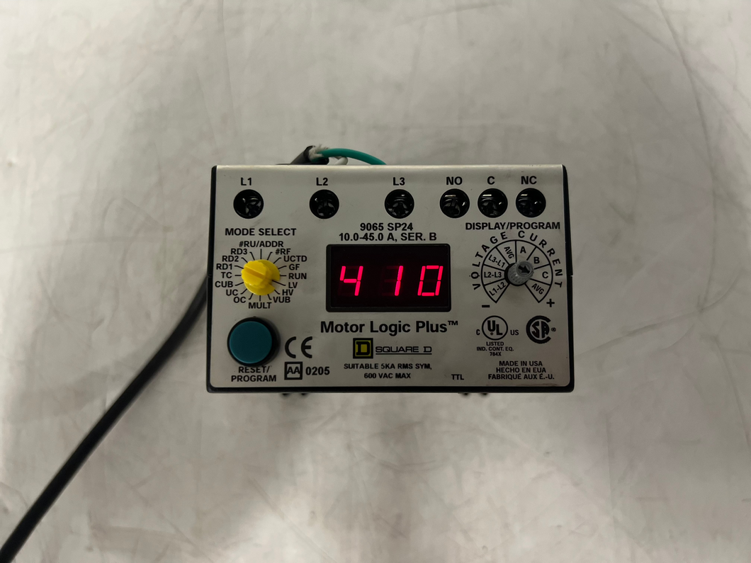 Square D 9065SP24 Motor Logic Plus Solid State Overload Relay, 10-45 A SER. B/C (Used)