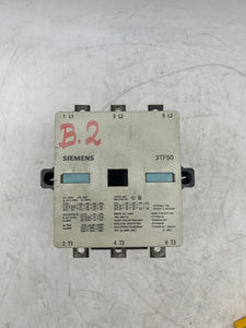 Siemens 3TF5022-0AR2 Contactor w/ 440V Coil, 3P, 2NO 2NC Aux Contacts (Used)