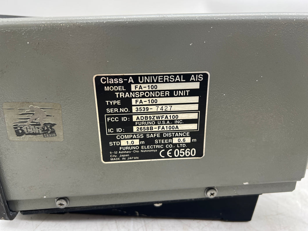 Furuno FA-100 Class-A Universal AIS Transponder Unit w/ Base (For Parts)