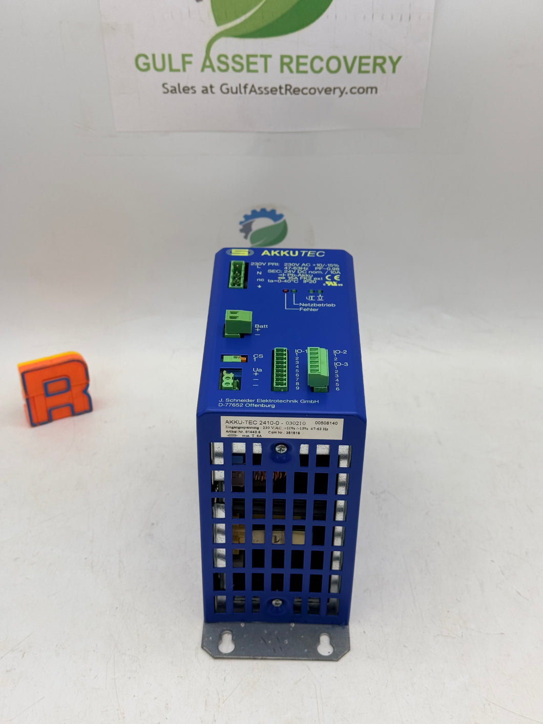 J.Schneider 81440.6 AKKUTEC 2410-0 Power Supply, Out: 24VDC 10A (Used)