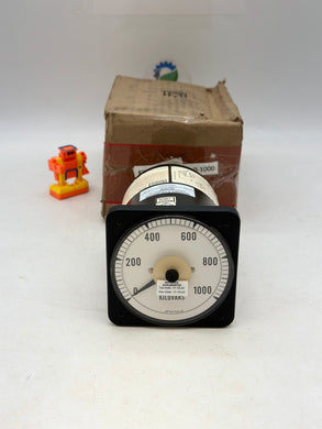 Crompton 077-218LA-QQSS-C6 Kilovars AC Meter, 0-1000Kilovars, Calibrated 11.15.22 (Used)