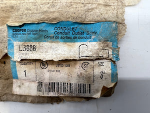 Cooper Crouse-Hinds LB888 Form 8 Conduit Outlet Box, 3" (No Box)