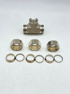 SHF Inc SUT-16 1" Tube Union Tee, Double Ferrule, 316 SS (No Box)