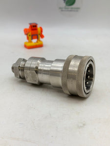 Parker SH8-62 Quick Coupler, Stainless Steel, 1" FNPT w/ Swagelok Reducer (Used)