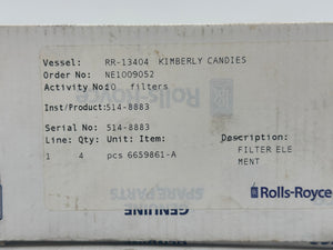 Rolls Royce 6659861-A Hydraulic Filter Element (New)