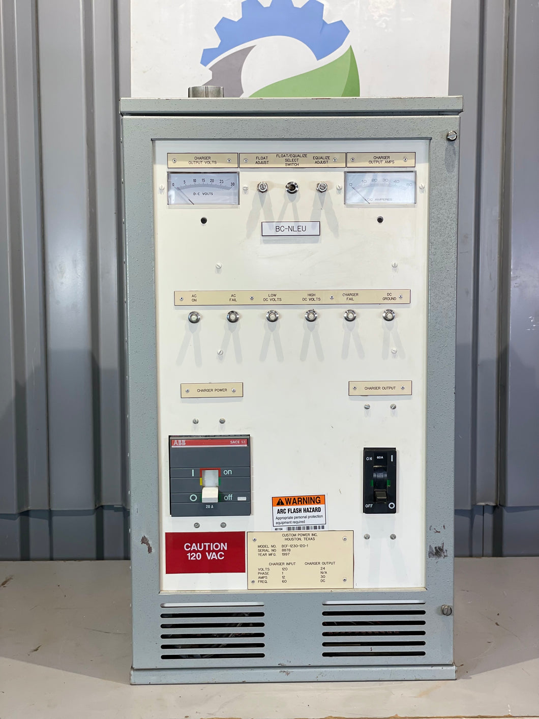 CPI Custom Power BCF-1230-120-1 Battery Charger, In: 120VAC Out: 24VDC 30A (Used)