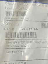 Load image into Gallery viewer, APG FVB-0850-A Type A Nitrile V-Seal 785mm ID 830-875mm Dia Shaft *Lot of (3)* (No Box)