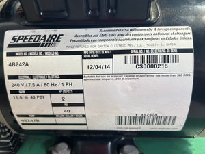 SpeedAire 4B242 Electric Air Compressor, 2 HP (Used)