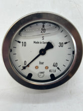 Load image into Gallery viewer, IMT 0-40 BAR Pressure Gauge, Liq Fill, 2&quot;, SS, 1/4&quot; NPT Center Back Connect (No Box)