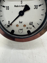 Load image into Gallery viewer, IMT 0-40 BAR Pressure Gauge, Liq Fill, 2&quot;, SS, 1/4&quot; NPT Center Back Connect (No Box)