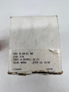 Burndy 518150 YA2CLBOX Compression Terminal, 2 STR CU *Box of (25)* (Open Box)