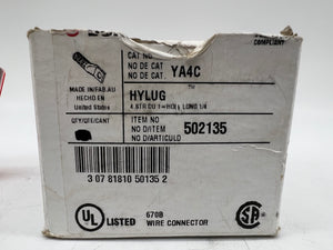 Burndy 502135 YA4C Compression Terminal, 4 AWG CU, *Box of (25)* (Open Box)