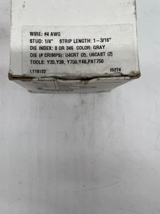 Burndy 502135 YA4C Compression Terminal, 4 AWG CU, *Box of (25)* (Open Box)