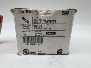 Burndy 50238R YA25TC38 Compression Terminal, 1/0 AWG, *Box of (10)* (Open Box)