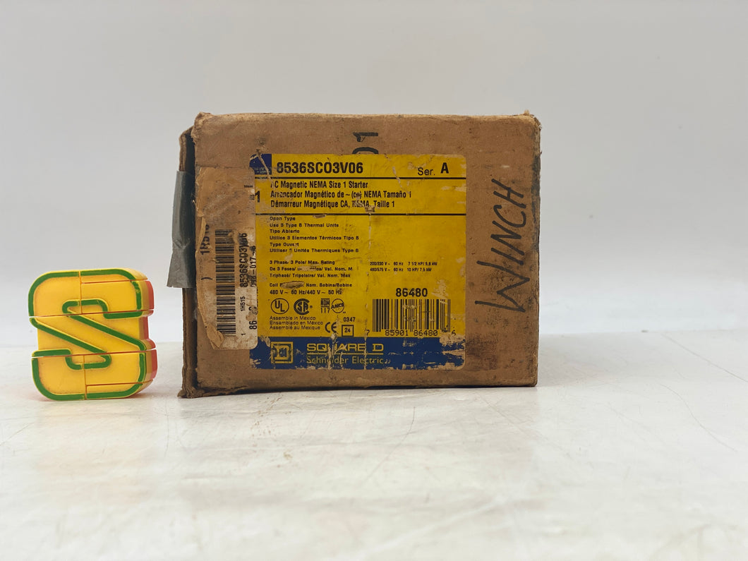 Square D 8536SCO3V06 Size 1 Starter w/ 440/480V Coil (New)