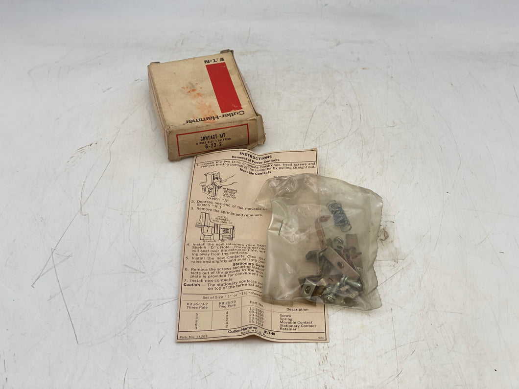Cutler-Hammer 6-23-2 Contact Kit, 3 Pole, Size 1 (New)