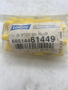 Lovejoy CJ28-SPIDER-92A-YELLOW-URE Jaw Coupling Insert *Lot of (6)* (Open Box)