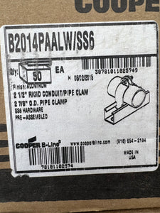 Cooper B-Line B2014PAALW/SS6 Alum Pipe Clamp, 2-7/8" OD *Box of (50)* (New)