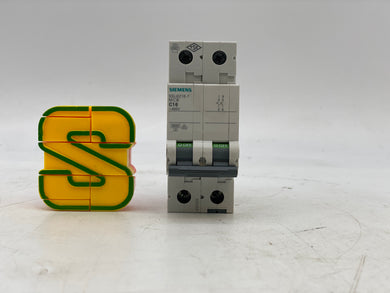 Siemens 5SL6216-7 400VAC 6kA 2-P C 16A Circuit Breaker (Used)