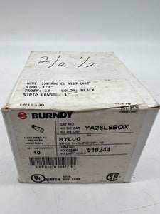 Burndy 518244 YA26L6BOX Compression Terminal, 2/0 AWG, *Box of (10)* (New)
