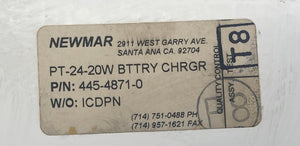 NewMar 445-4871-0 PT-24-20W Phase Three Battery Charger, 24VDC 20A (Used)