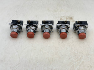 Cutler-Hammer 10250T26211 Non-Illum. Red PB Switch *Lot of (5)* (Used)