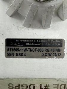 AeroAntenna AT1665-11W-TNCF-000-RG-43-NM GPS Antenna (Used)