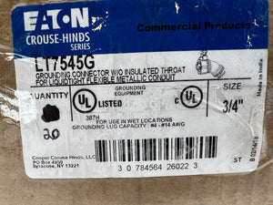 Eaton Crouse-Hinds LT7545G Liquidtight 45° Connect w/ Ground, 3/4" *Box of (20)* (Open Box)