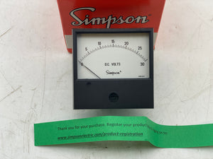 Simpson 17530 Analog DC Panel Meter, 0-30 VDC (New)