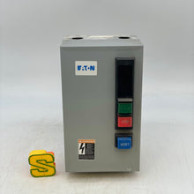Load image into Gallery viewer, Eaton ECN0511EAA Size 1 Starter w/ 208V Coil, Encl w/ Start-Stop-Reset PB (Used)
