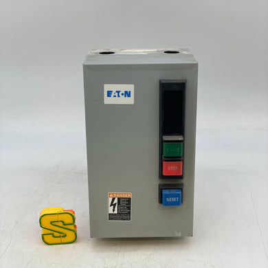 Eaton ECN0511EAA Size 1 Starter w/ 208V Coil, Encl w/ Start-Stop-Reset PB (Used)