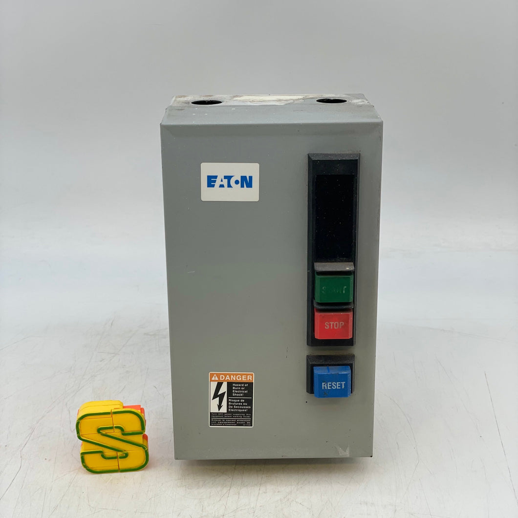 Eaton ECN0511EAA Size 1 Starter w/ 208V Coil, Encl w/ Start-Stop-Reset PB (Used)