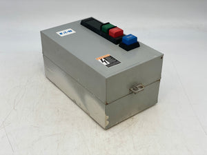Eaton ECN0511EAA Size 1 Starter w/ 208V Coil, Encl w/ Start-Stop-Reset PB (Used)