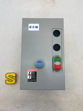Load image into Gallery viewer, Eaton ECN0511EAA Size 1 Starter w/ 208V Coil, Encl w/ M22-K01 Start-Stop-Reset PB (Used)