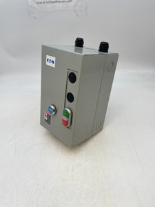 Eaton ECN0511EAA Size 1 Starter w/ 208V Coil, Encl w/ M22-K01 Start-Stop-Reset PB (Used)