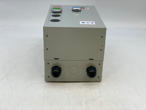 Eaton ECN0511EAA Size 1 Starter w/ 208V Coil, Encl w/ M22-K01 Start-Stop-Reset PB (Used)