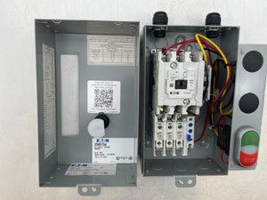 Eaton ECN0511EAA Size 1 Starter w/ 208V Coil, Encl w/ M22-K01 Start-Stop-Reset PB (Used)