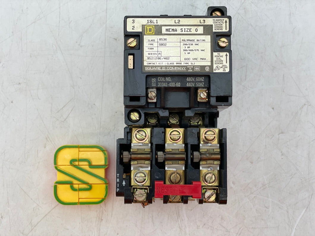 Square D 8536SBO2V06 Size 0 Starter w/ 440/480V Coil (Used)