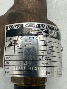 Consolidated Safety 2478D-XDA Relief Valve, 22 GPM, 55 PSI, 1/2" NPT (No Box)