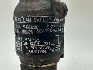 TXT Texsteam 8313212BB Safety Valve, 231 SCFM, 125 PSI, 1" x 1" (Used)