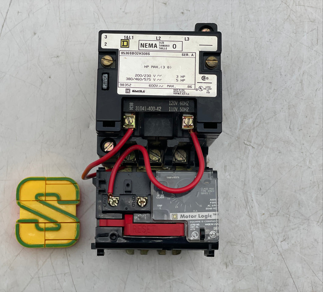 Square D 8536SBO2V02H308S Size 0 Starter w/ Motor Logic, 120V Coil (Used)