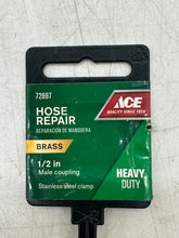Load image into Gallery viewer, Ace 72697 1/2” Barb x 3/4” Male Hose Repair Coupling, Brass w/ SS Clamp *Lot of (7)* (New)