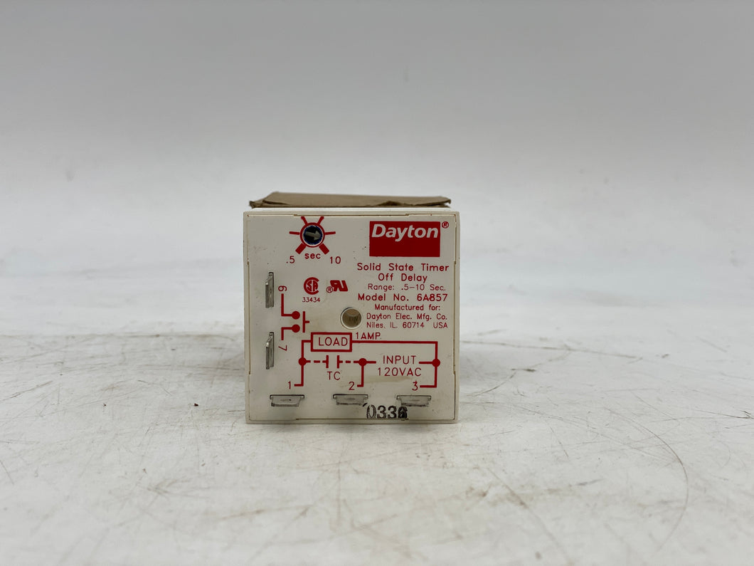 Dayton 6A857 Solid State Timer Off Delay, .5-10S, 24-240VAC *Lot of (6)* (New)