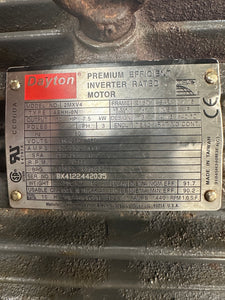 Dayton 194153.00 2MXV4 Inverter Motor, 10 HP 1755 RPM 3Ph 208-230/460V TEFC (No Box)