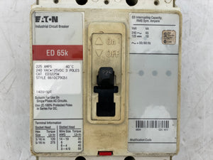 Eaton ED3225W Circuit Breaker, 225A, 3P, 240VAC 125VDC (Used)