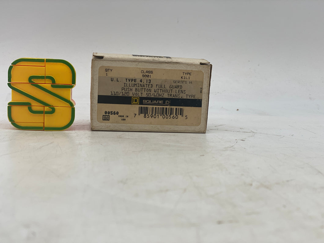 Square D 9001K1L1R Illuminated Pushbutton w/ Red Lens 120V Series H (Open Box)