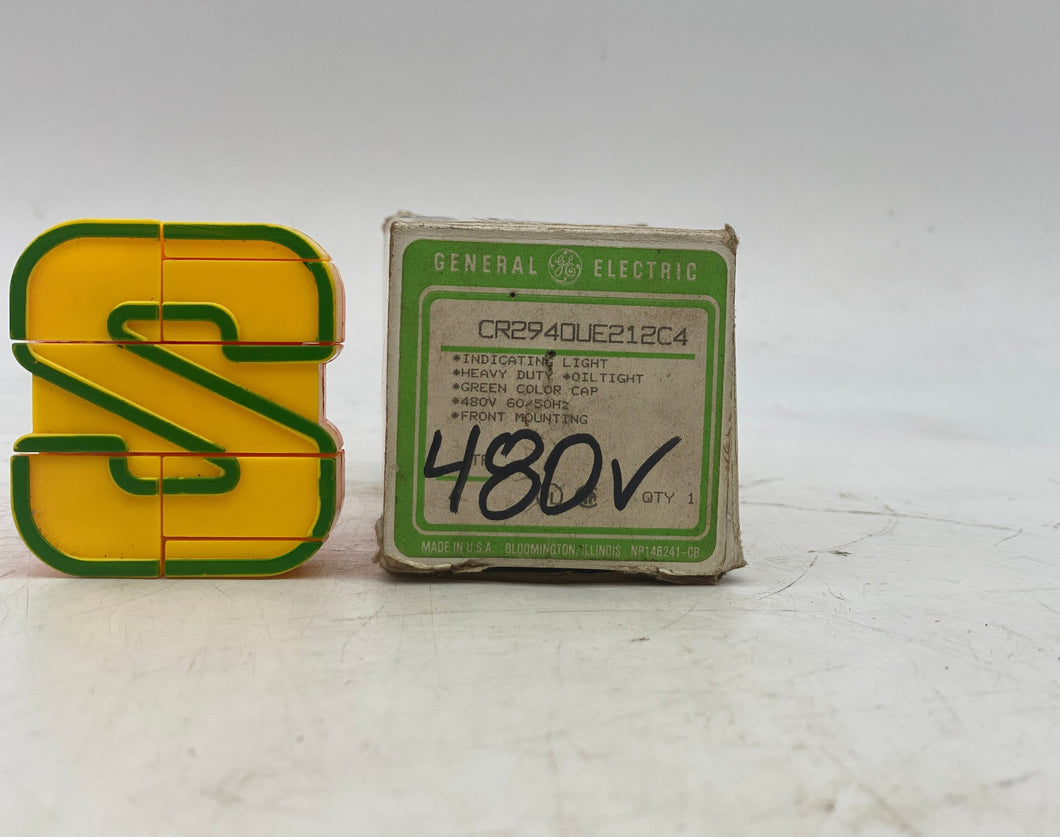 GE CR2940UE212C4 Indicator Light Oiltight 480V 50-60HZ Green Lexan Cap (New)
